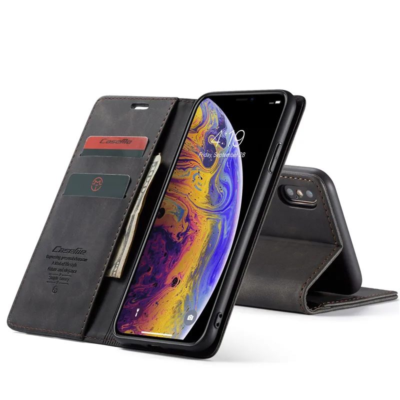 Чехол кошелек в стиле ретро для iPhone X XR XS Max многофункциональный кожаный чехол