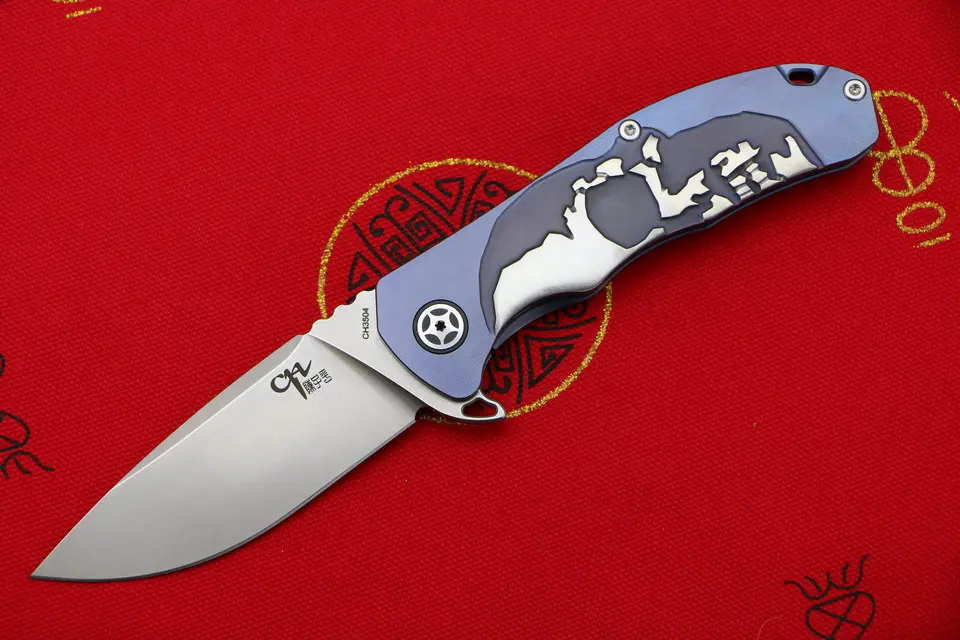 blue CH3504 дизайн S35VN лезвие титановая ручка Флиппер Складной нож Открытый Отдых Охота pocke Ножи EDC инструменты Surviva - Цвет: blue