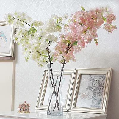 

White or Pink Cherry Blossom Artificial Silk Flower garland wedding decorations Flower Bouquet for Wedding part Decoration l4573