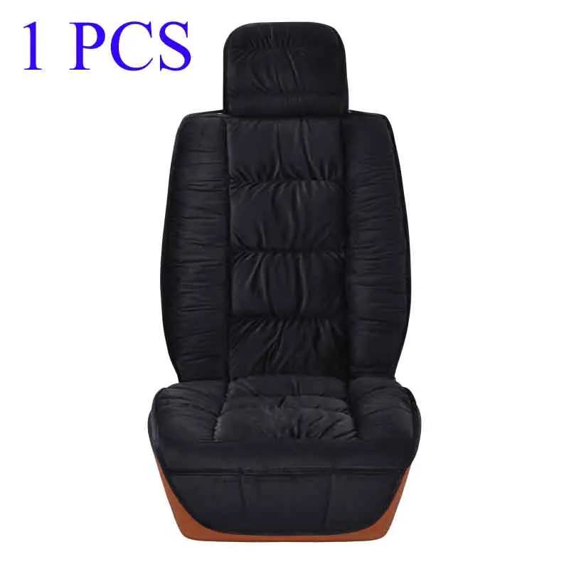 1 pcs black front Теплый чехол для автомобильного сиденья, универсальная зимняя плюшевая подушка из искусственного меха для автомобильного сиденья, защитный коврик, аксессуары для салона автомобиля - Название цвета: 1 pcs black front