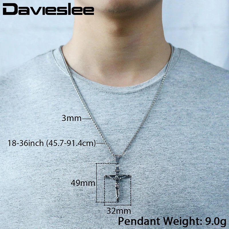 Мужской кулон с крестиком из нержавеющей стали 55 см|jesus christ cross pendant|jesus crosschrist jewelry |