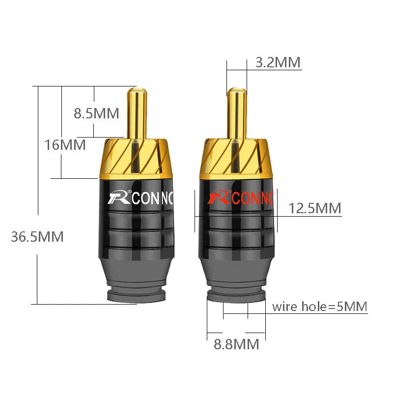 10 шт. Штекерный разъем RCA позолоченный усилитель 24K штекер для динамика аудио