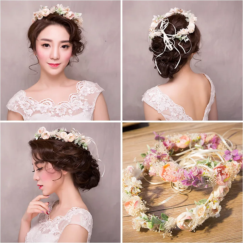 cane wreath eternal flower women bride headdress garlands beach wedding headbands | Украшения и аксессуары