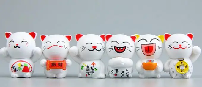 6 шт. Kawaii Мультфильм Lucky Cats микро пейзаж котенок фэн-шуй для дома садовые украшения миниатюры украшения подарок