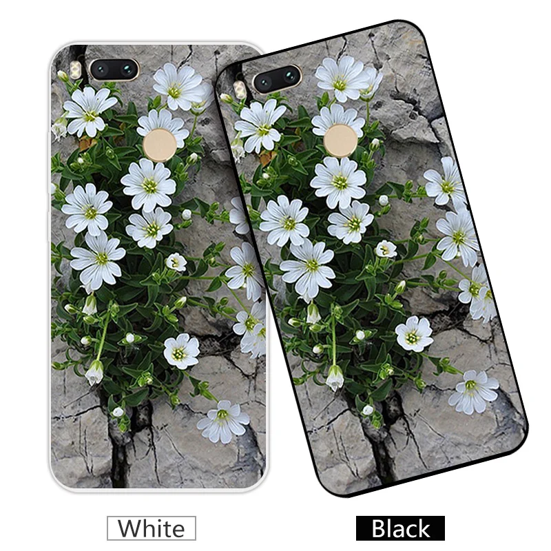 Phone Case For Xiaomi Mi 5X A1 Slim Silicone Soft Back Black Matte Cover Flowering Mi5X Mia1 | Мобильные телефоны и