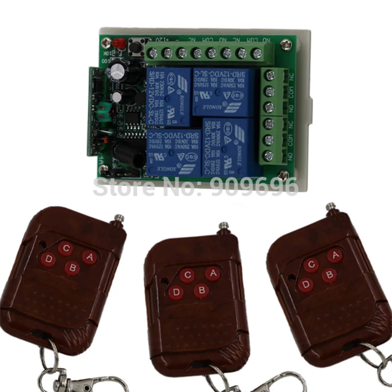 

DC 12V 4 CH 4CH RF Wireless Remote on/off Remote Control Switch 315/433MHZ Transmitter