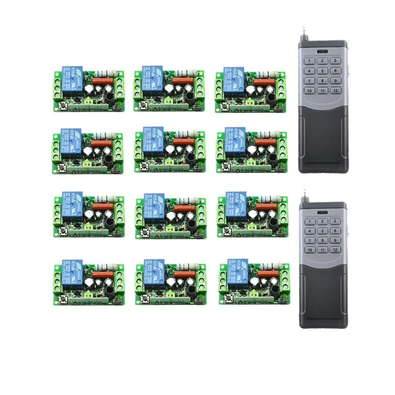 2000M AC220V 1CH 1channe 10A RF wireless переключатель системы дистанционного управления teleswitch передатчик + 12 X приемник, 315/433 MHZ