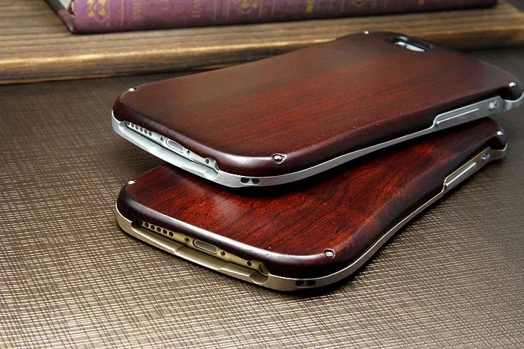 Роскошный Деревянный чехол для iPhone 6S, 6, 5, 5S, SE, алюминиевая металлическая рамка, дерево, бамбук, чехол для телефона, чехол для Iphone