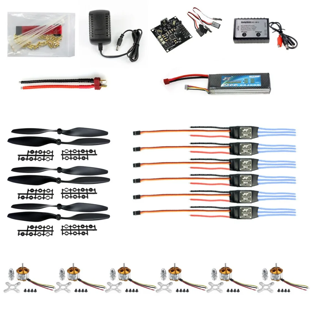 F05114-E RC HexaCopter Parts: KK Multicopter V2.3 Hex-Rotor Flight Controller 30A ESC A2212 Motor Battery Propellers | Игрушки и хобби