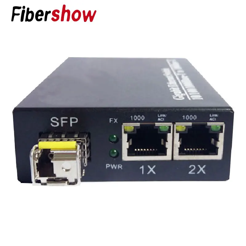 Гигабитный медиаконвертер 1 порт sfp до 2 rj45 ГБ, оптический GPOn/EPON OLT ethernet для ip-камеры 10/100/1000 м