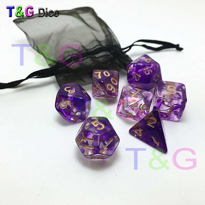 Новые кости многогранная Туманность синий w белый набор из 7 для D& d игры плюс сумка d4 d6 d8 d10 d12 d20 набор игральных костей Подарочная игрушка
