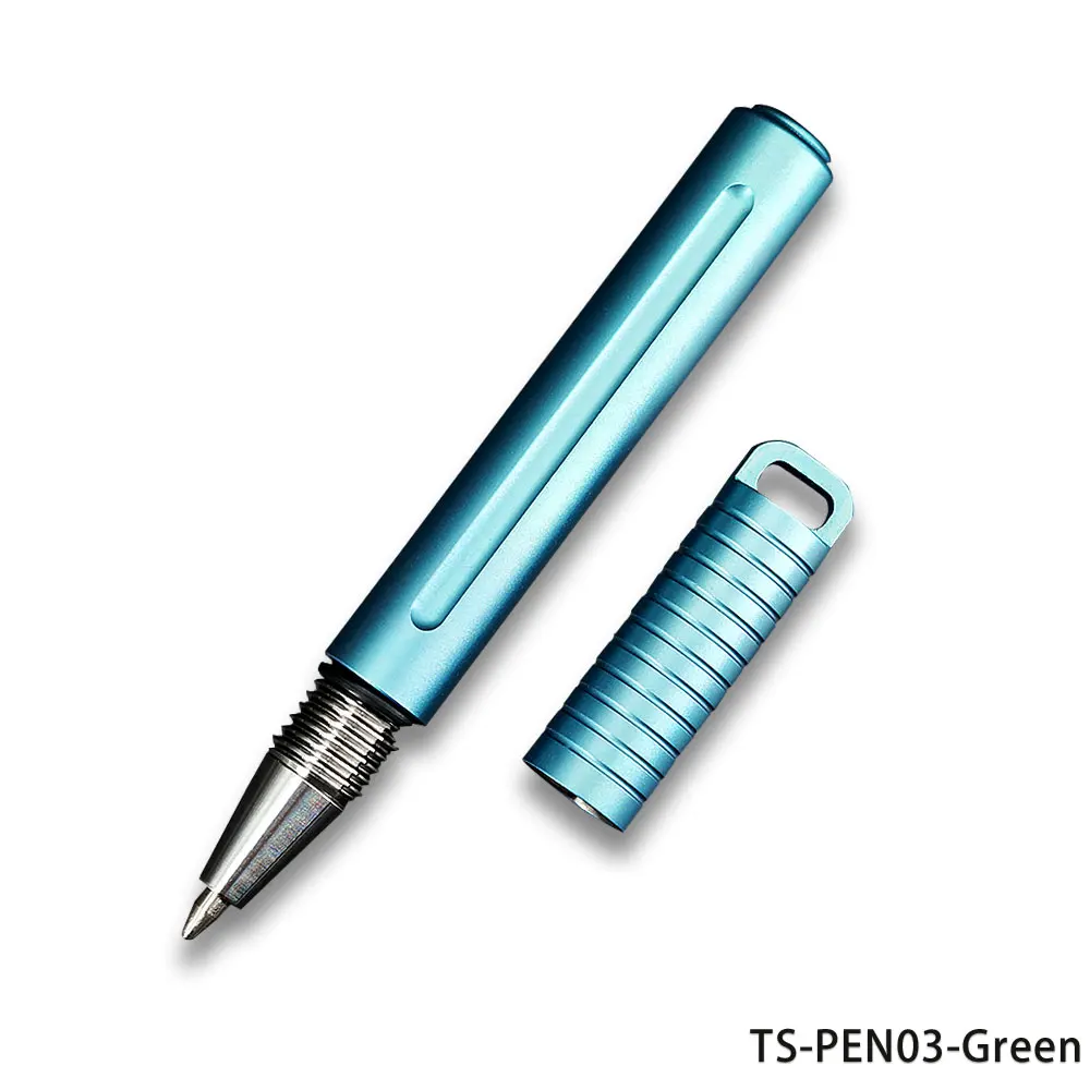 Green TWOSUN мини TC4 титановый сплав ручка для деловых подписей ручка замок ручка с кольцом для ключей наружные инструменты Карманный EDC TS-PEN03 - Цвет: Green