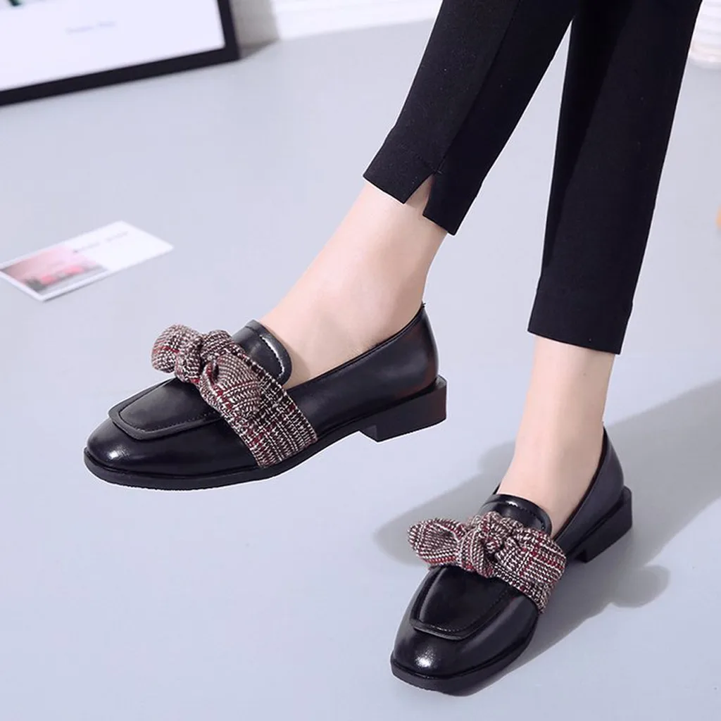Модная женская повседневная обувь с бантом туфли на квадратном каблуке zapatos de mujer