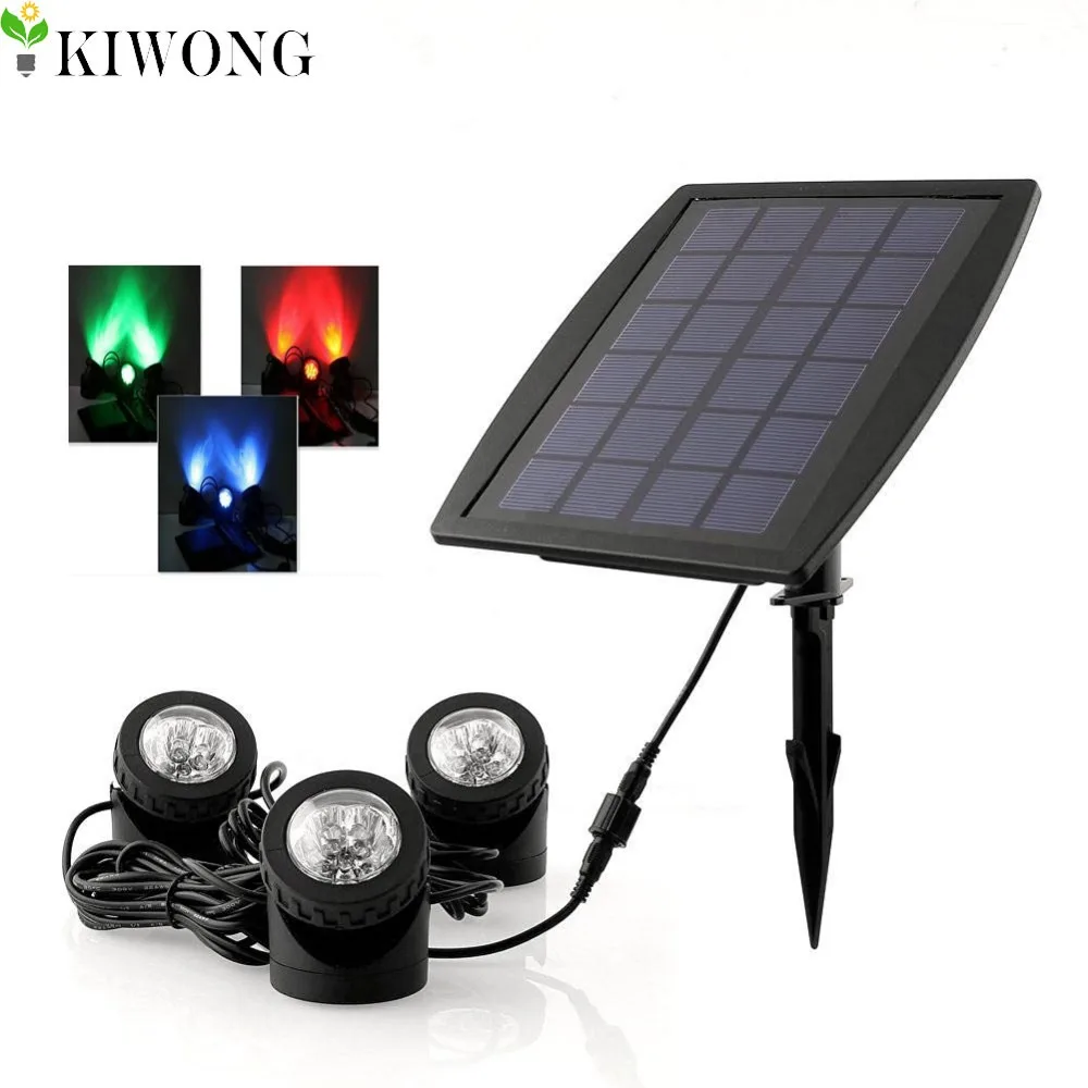 

18 LEDs Solar Powered 3 Lamps Landscape Spotlight Projection Light for Garden Pool Pond Outdoor Lighting Underwater Lights