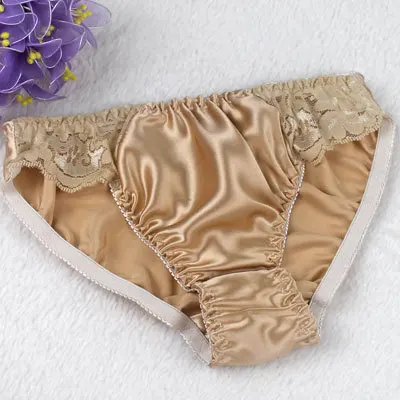 KHAKI LS88 Женские трусы из чистого шелка с низкой талией, кружевные сексуальные трусы из шелка тутового цвета, нижнее белье M/L/XL/XXL - Цвет: KHAKI LS88