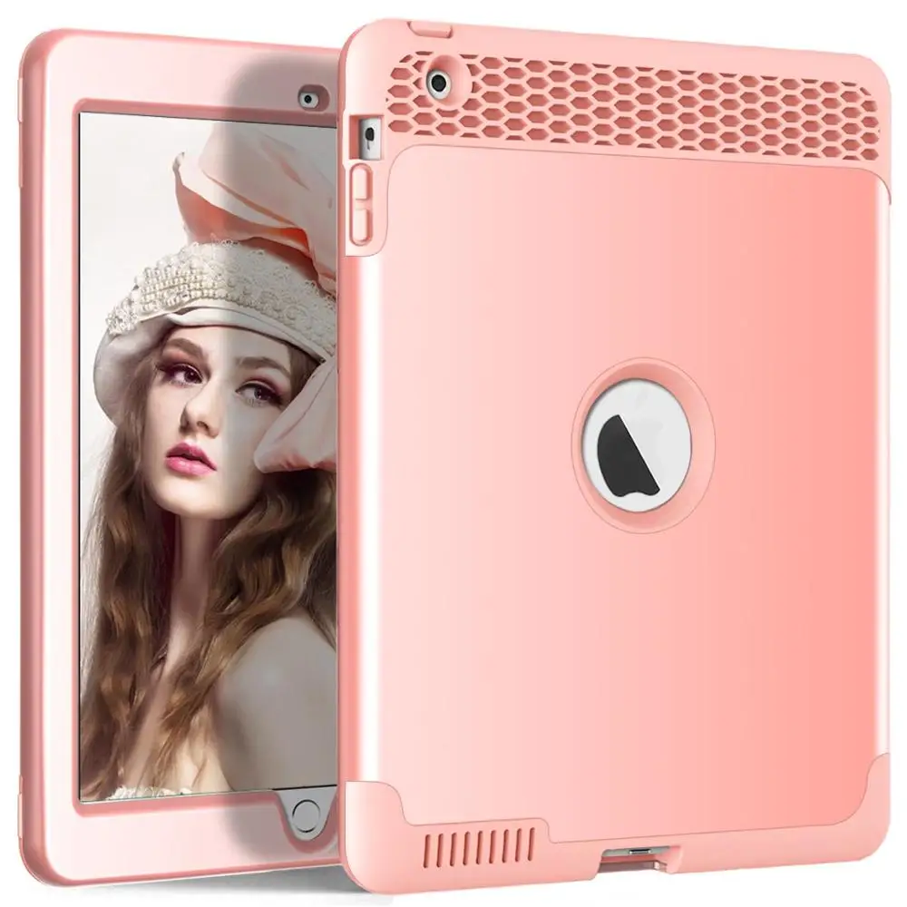 rose golden Для Apple ipad 2 3 4 чехол сверхмощный Гибридный армированный ПК+ Силиконовый детский противоударный защитный чехол для нового ipad 2 ipad 4 - Цвет: rose golden