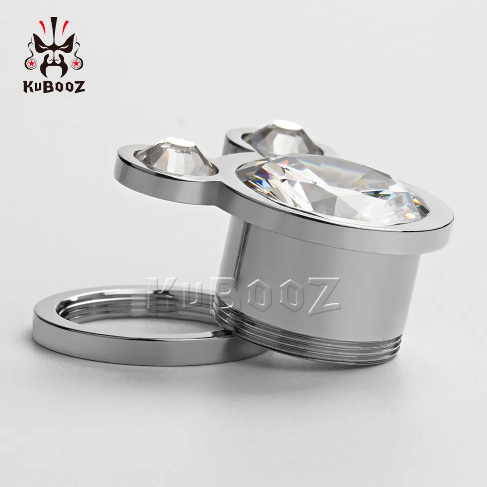 KUBOOZ, 2 шт., ушные носилки, пирсинг, пробки, туннели, циркон, нержавеющая сталь, ювелирные изделия для тела, серьги, измерительные приборы, расширитель для подарка, для женщин и мужчин