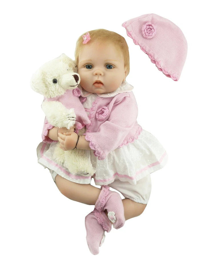20 &quotbaby reborn Мягкие силиконовые с медведем кукла Мода подарок ребенку куклы
