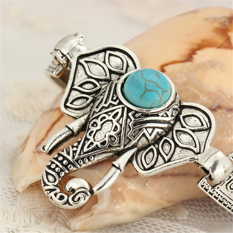 Bohemia Antique Silver Plated Turquoise Rhinestone Owl Bracelets For Women Vintage Fashion Jewelry Charms Bangles SACJ2885 | Украшения и