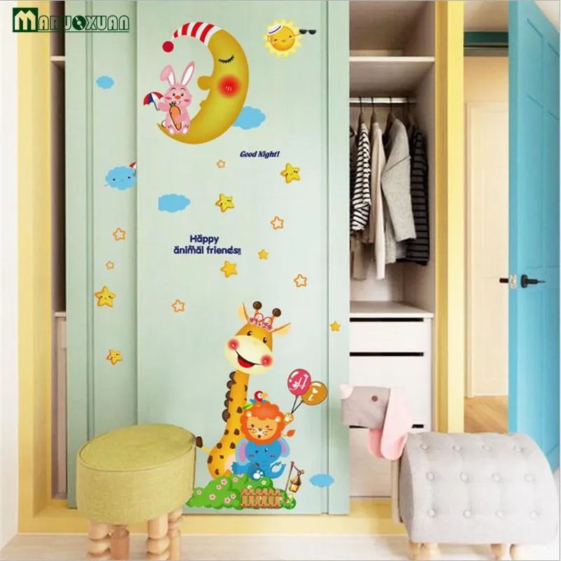 Yunxi мультфильм Жираф Звезда Луна Стикеры детская комната Спальня коридор Ванная