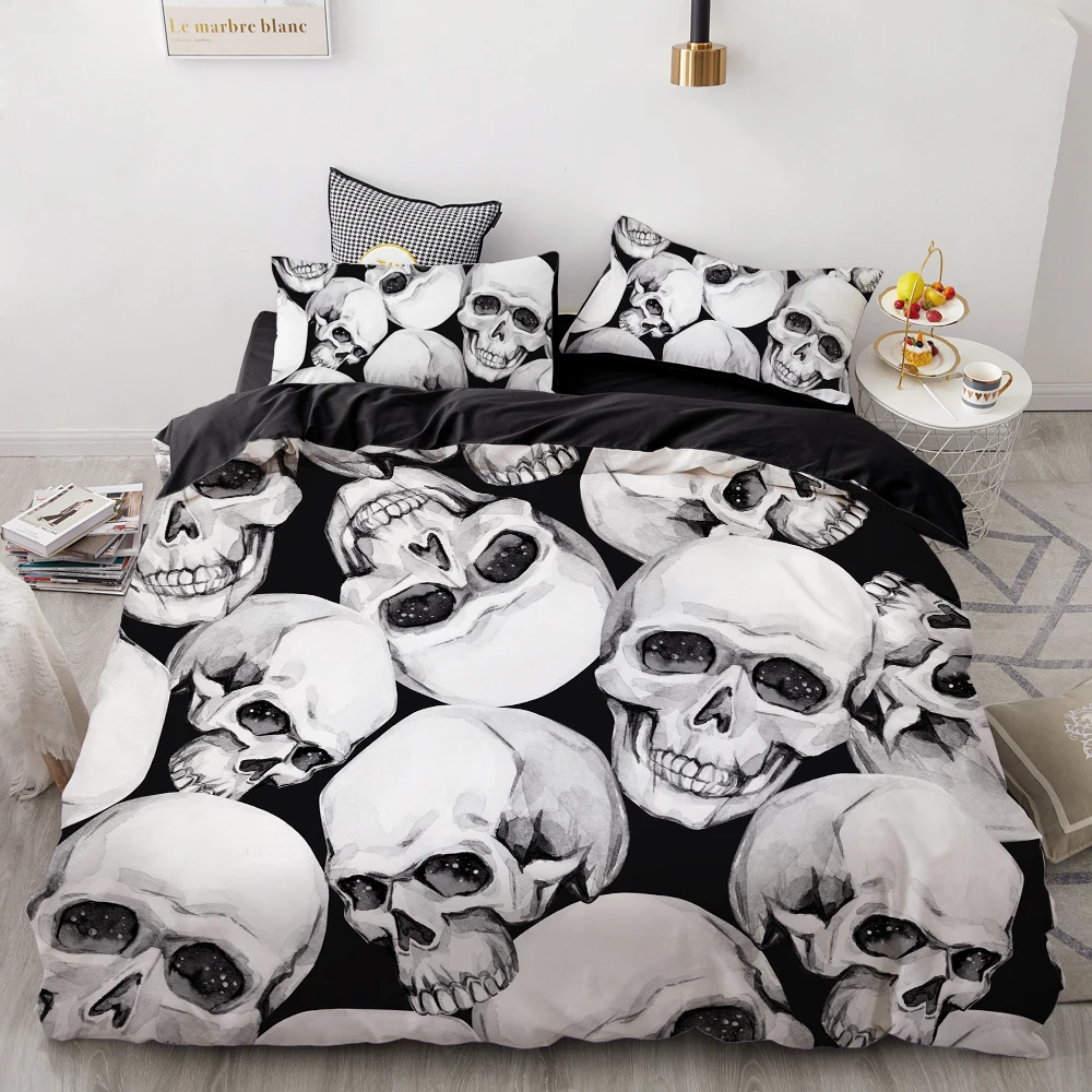 10 luxury Bedding Sets 3D Custom,Duvet Cover Set Queen/King,Quilt/Blanket Cover Set,3 PCS Bed se,dark pirate skull bed linen - Цвет: 10