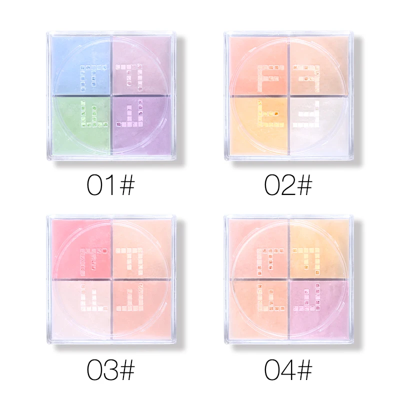 NOVO 4 Colors Transparent Lightweight Loose Powder Kit Modified Pores Smooth Fix Setting Makeup Oil Free Face Finish |