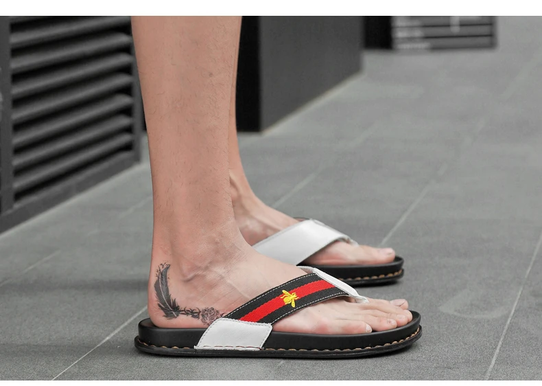 Модные пляжные шлепанцы Chanclas De Hombre классические из натуральной кожи резиновые Тапочки Черные шлепанцы Для мужчин Лидер продаж мужские вьетнамки