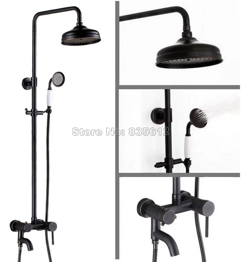 Роскошный Черный Масляный прорезиненный Бронзовый настенный смеситель для