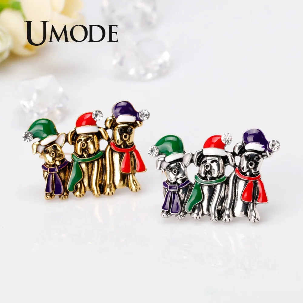UMODE 3 Собаки семейные броши рождественские булавки для девочек милые