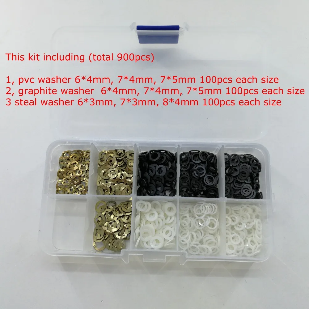 

900pcs/Lot in Box Scissor Repair Kit Hairdressing Scissor Accessory Plastic 7*5/7*4/6*4mm Washers Barber Salon Scissor Parts