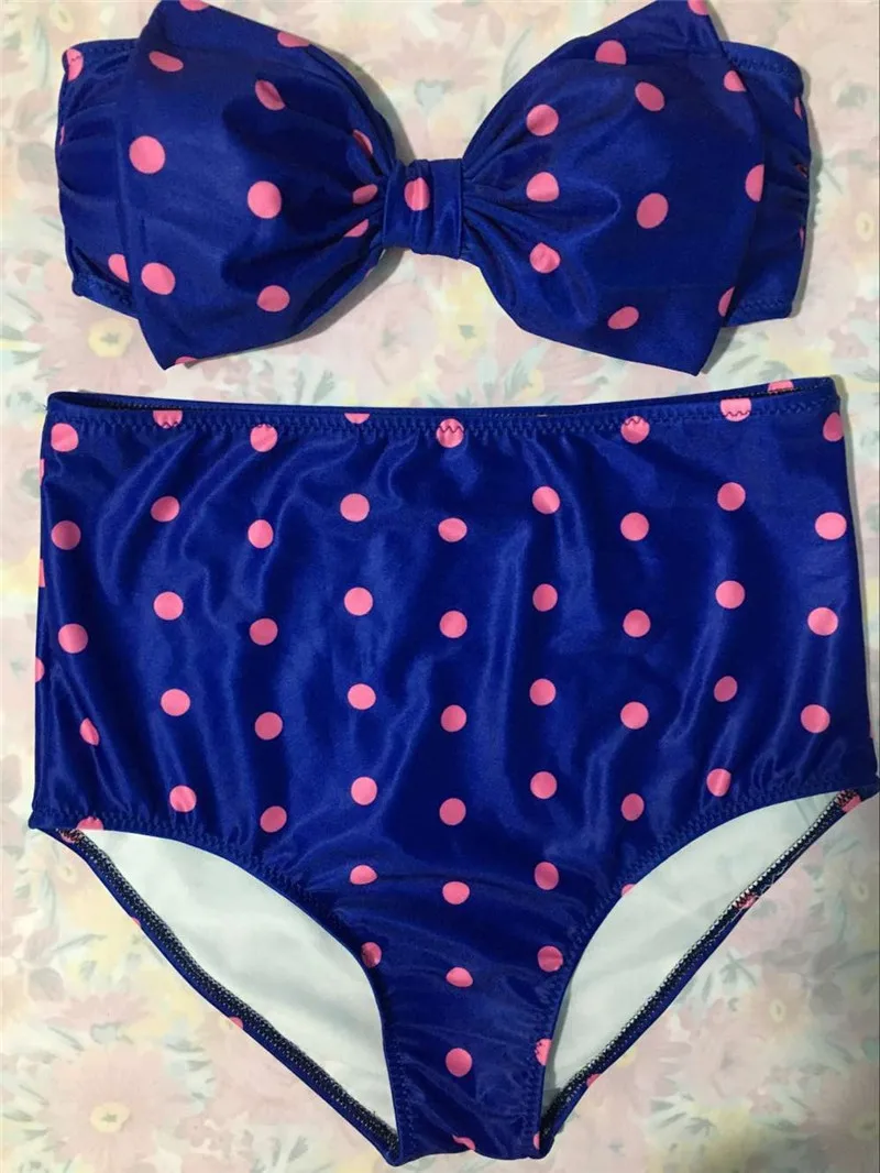 2018 Для женщин бандо комплект бикини с бантом Высокая Талия Плавание Костюм