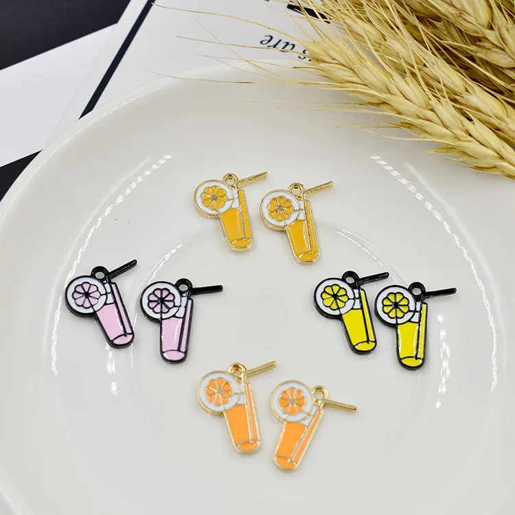 Корень 10 шт./упак. модный пить апельсиновый сок эмаль амулеты из сплава браслет DIY