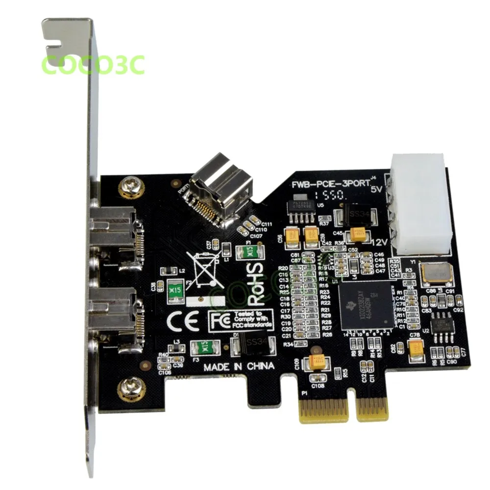 2+ 1 порта 1394B PCI-e карта внешняя Firewire 800 IEEE 3 порта 1394 b PCI express PCIe для цифровой камеры 1394B до 1394A кабель