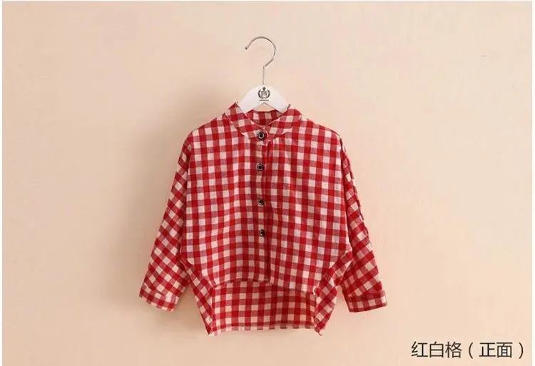 

MESOLO Shirt 2019 Spring And Autumn Young Girls Of Children's Plaid Children's Fashions Long -sleeved Cotton Cotton -shirt
