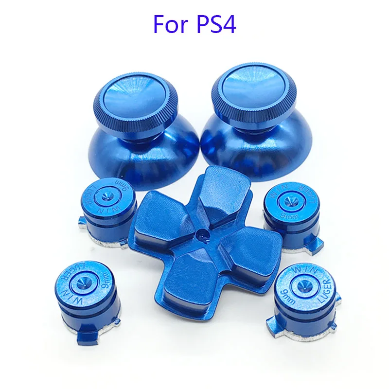 Blue Для Dualshock 4 PS4 Pro тонкий контроллер красные металлические аналоговые палочки алюминиевые Dpad кнопки действия для Playstation 4 геймпад - Цвет: Blue