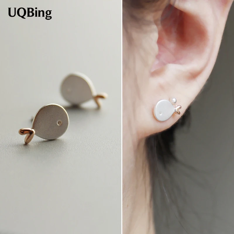 

2016 New Fashion 925 Sterling Silver Fish Stud Earrings For Women Jewelry Free Shipping Brincos