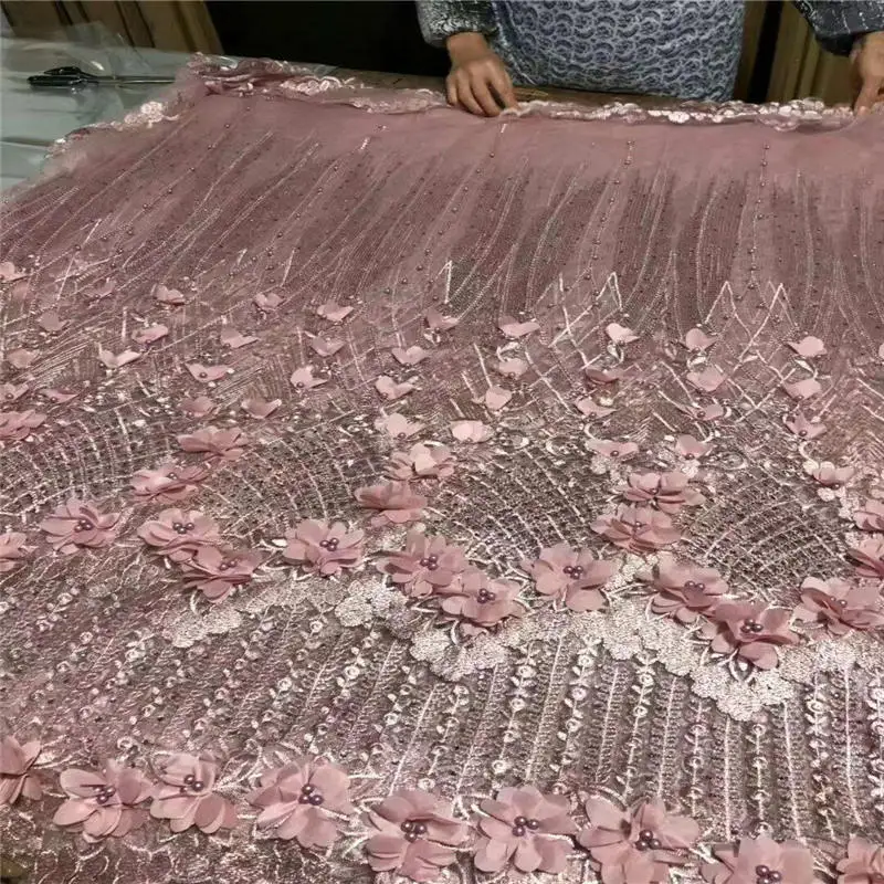 3D Кружева Цветы последние нигерийские кружева стиль французская Вечеринка Ткань