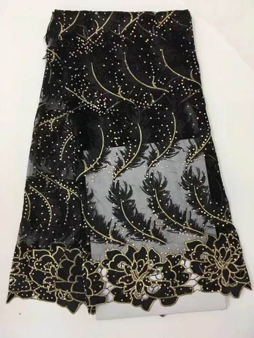 Высокое качество Африканский Кружево Ткань net 2017 французский Тюль с пайетками