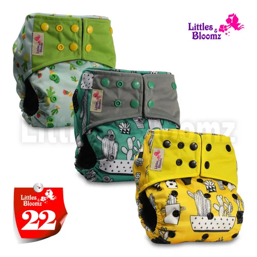 [Littles и Bloomz] 3 шт./компл. бамбуковый уголь моющиеся реальные тканевые карманные подгузники, 3 Подгузники/подгузники и 0 вставка в одном наборе - Цвет: 22