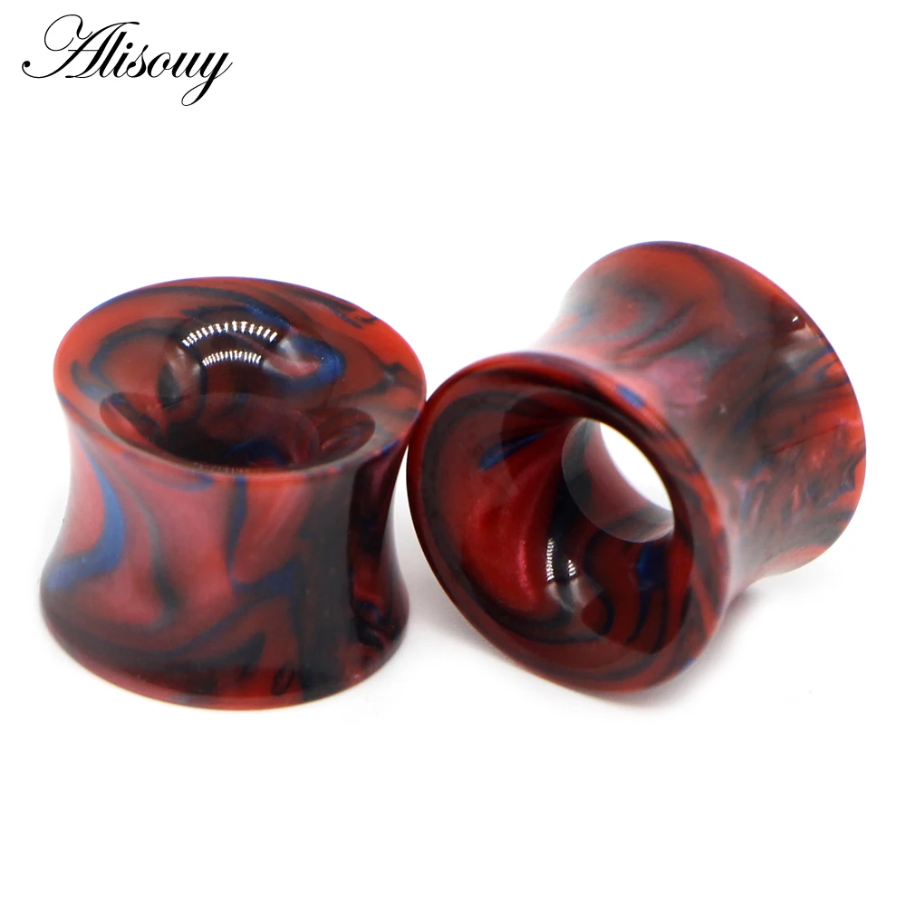 Alisouy, 2 шт., акриловые, цветные, полые, для уха, тоннель, пробки, для пирсинга, двойные, расклешенные серьги, измерительные приборы, пирсинг, 6 мм-14 мм, для унисекс, ювелирные изделия