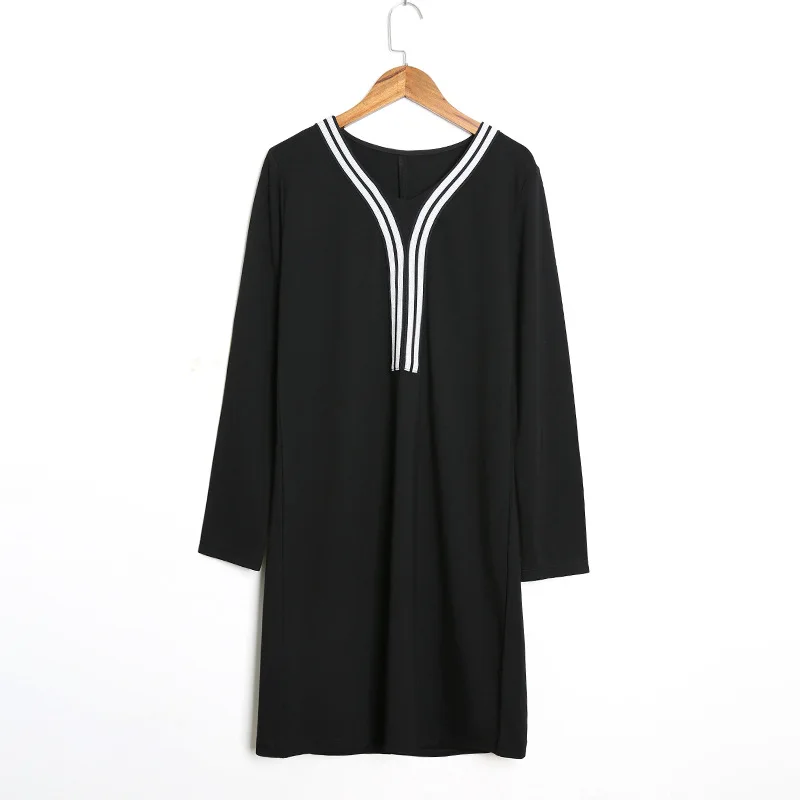 Женское свободное платье с v-образным вырезом контрастных цветов | Женская одежда