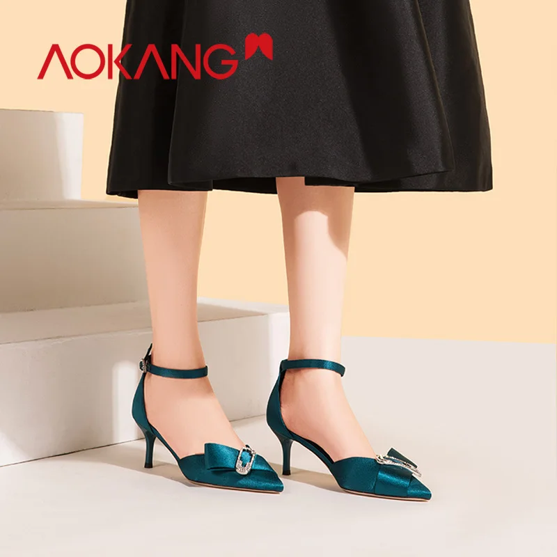 Женские босоножки на высоком каблуке AOKANG с ремешками и пряжкой Свадебные