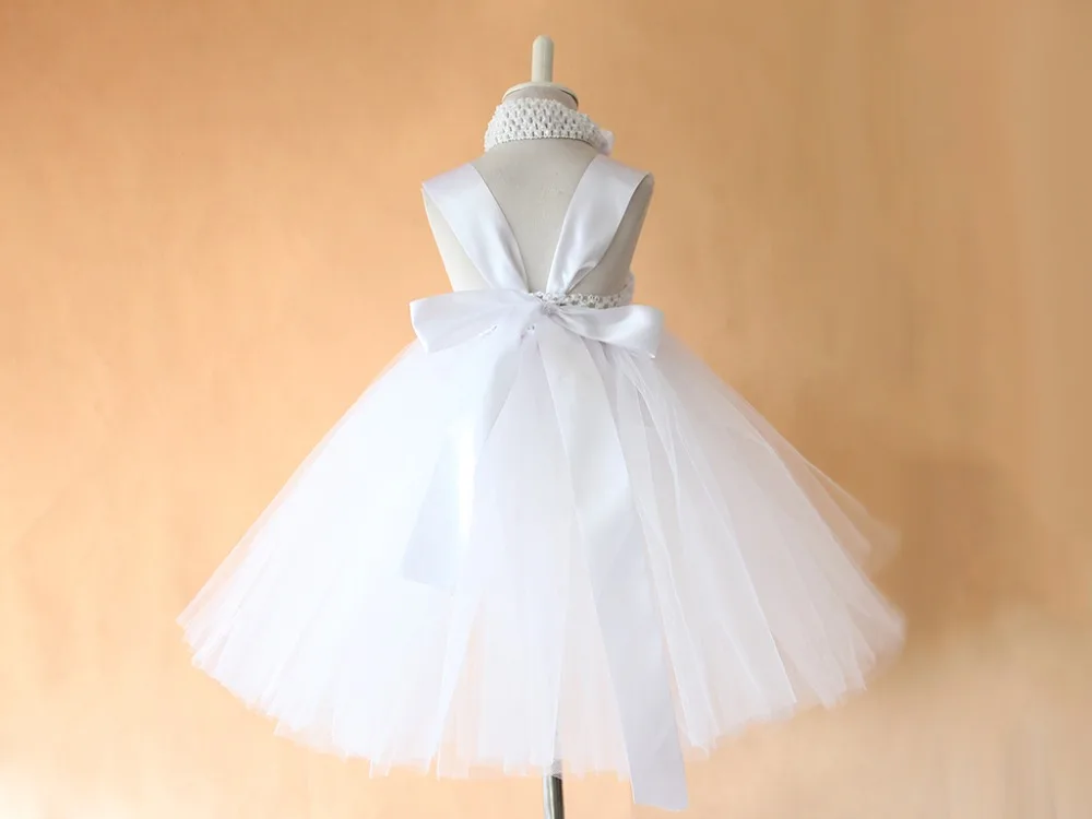 YEWUDIER/Белое платье для маленьких девочек летнее с повязкой на голову свадебные
