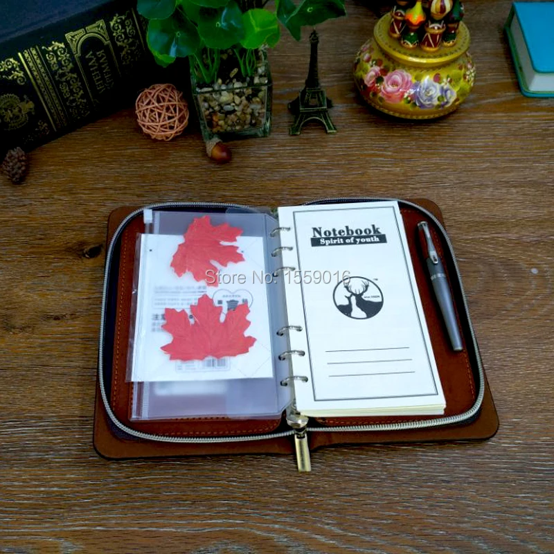 Планировщик А6 кошелек padfolio notebook золотая молния ежедневник прозрачная ручка сумка линейка цветные Стикеры