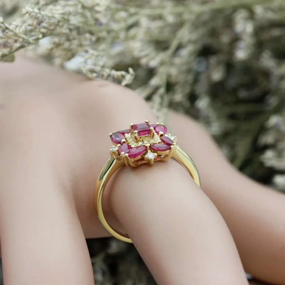LASAMERO Asscher огранка 1.13ctw натуральный рубин драгоценный камень маркиза сторона