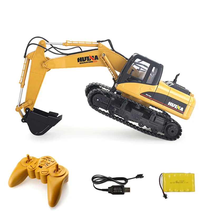 HUINA 15 Channel 2.4G Toys 1/14 RC Excavator Charging RC Car With Battery RC Alloy Excavator RTR for Kids Construction Vehicles enlarge
