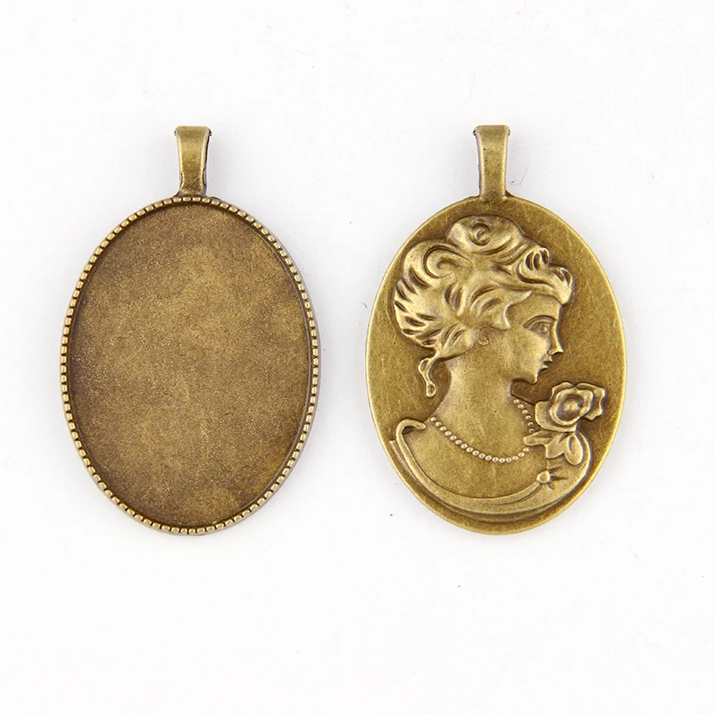 

Fit 30x40mm Oval Birdcage Antique Bronze Pendants Setting Cabochon Cameo Base Tray Bezel Blank DIY Jewelry Findings