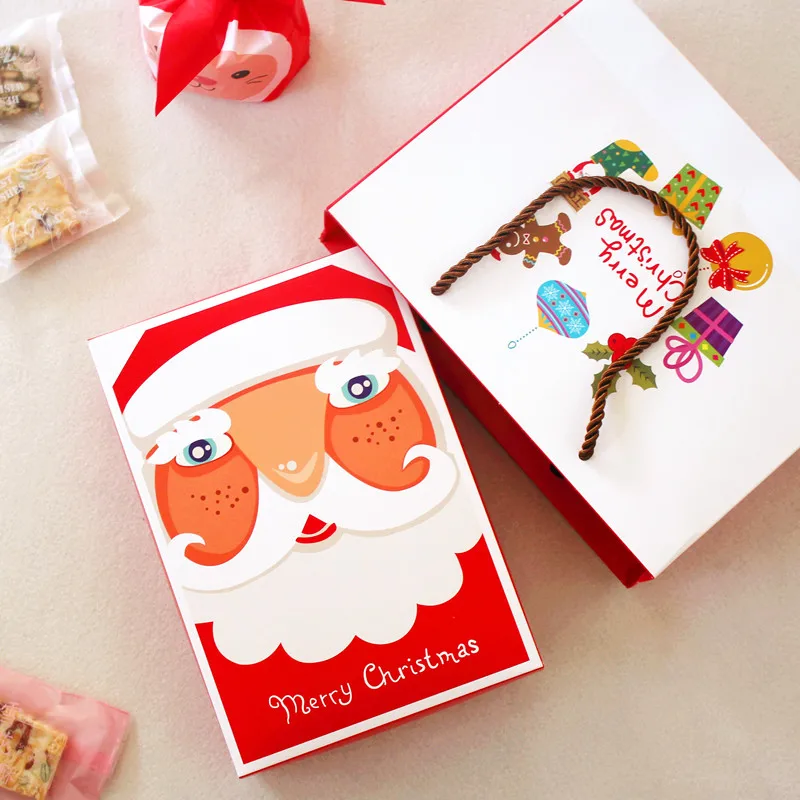 5 шт. подарочные бумажные коробки для печенья с Санта Клаусом 21 х14х5 см|Подарочные