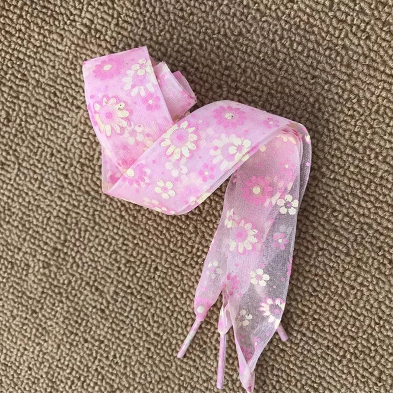 

11Color Printing Snow Yarn Lace Shoelaces 2.5CM Width 80CM/100CM/120CM Length transparent lace Shoe laces SH-1