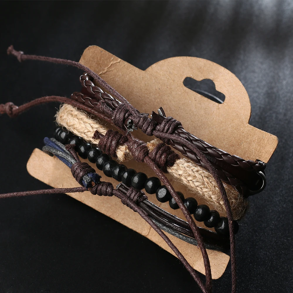 2024 трендовые ювелирные изделия винтажный многослойный кожаный браслет ручной